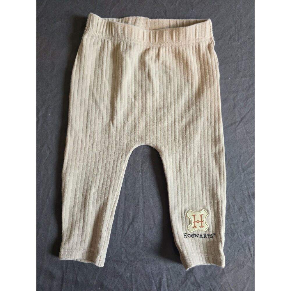 Harry Potter Hogwarts Beige Ribbed Cotton Pants Leggings 24M